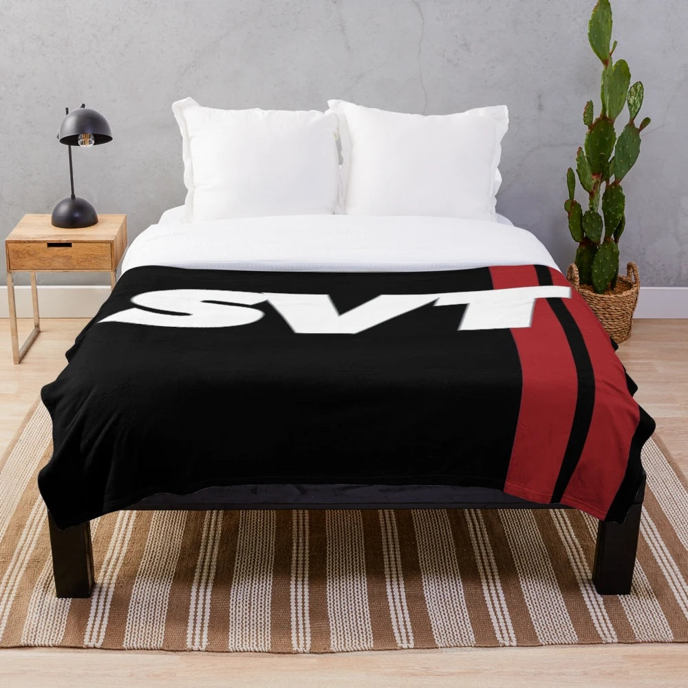 Mustang Cobra Raptor inspired plush blanket with racing stripes