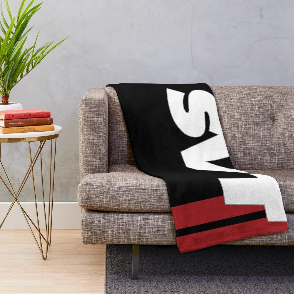 Mustang Cobra Raptor inspired plush blanket with racing stripes