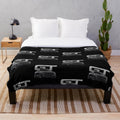 Mustang GT V8 inspired plush blanket in shadow black color