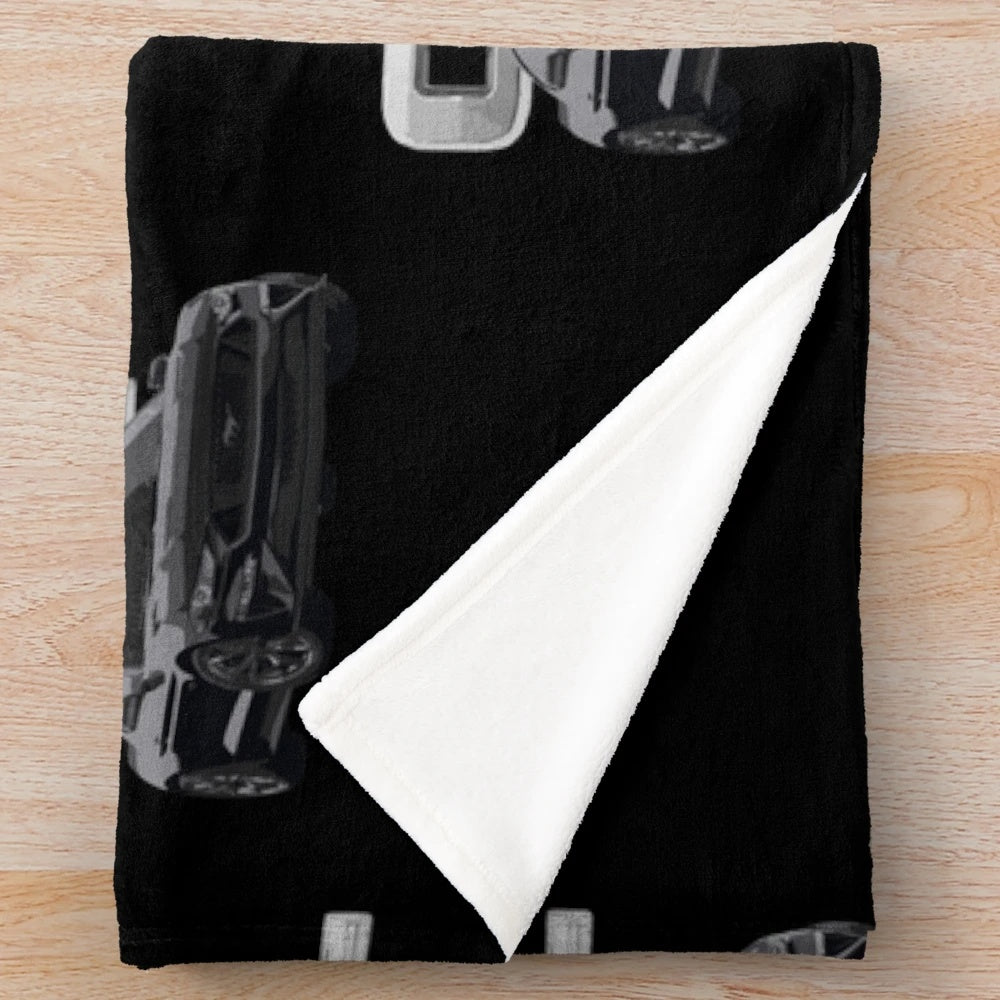 Mustang GT V8 inspired plush blanket in shadow black color