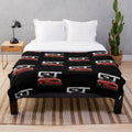 Ford Mustang plush blanket with racing stripes design