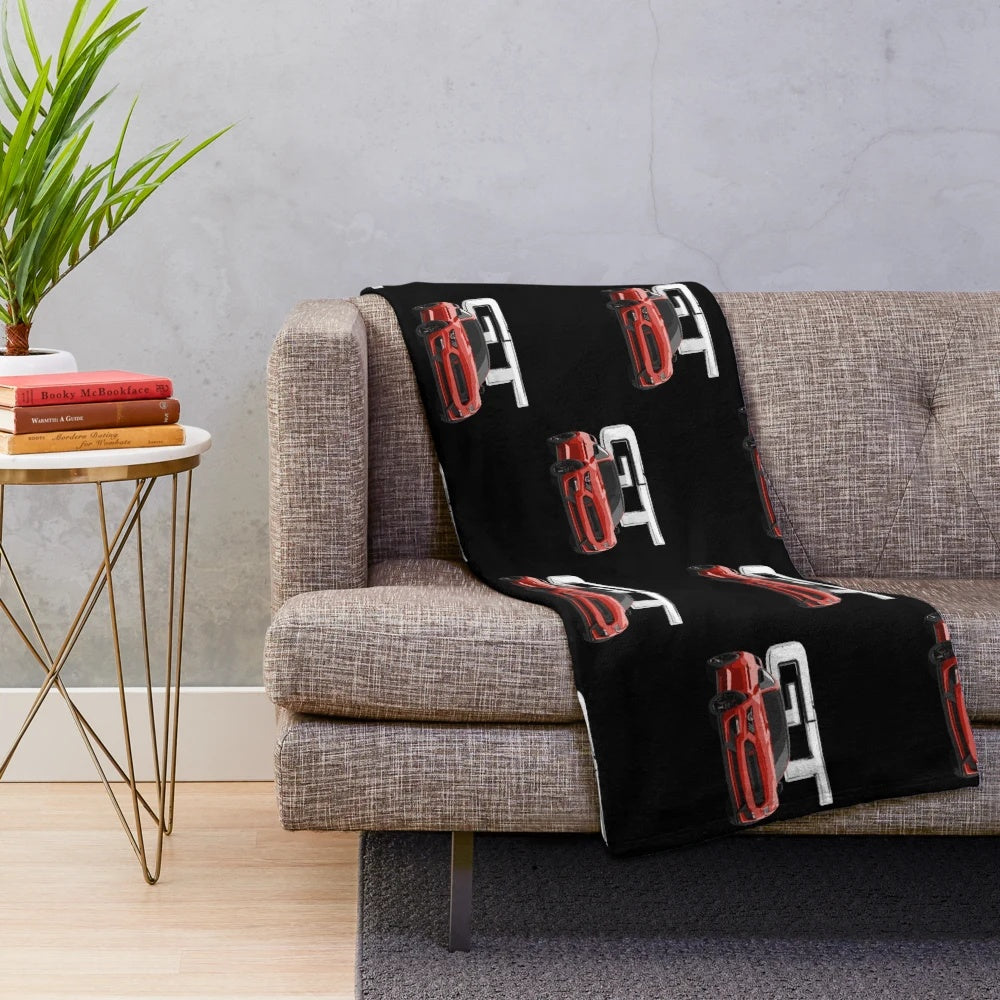Ford Mustang plush blanket with racing stripes design
