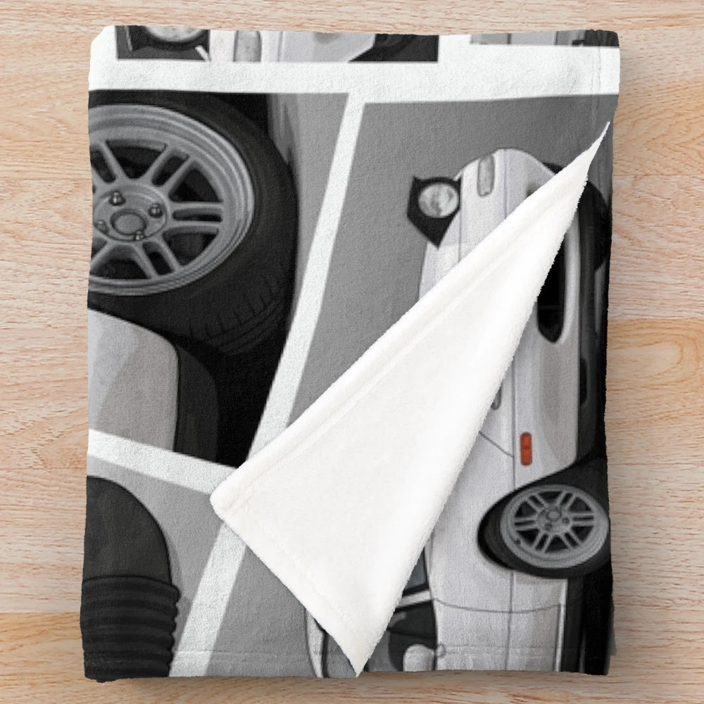 Plush blanket with Mx5/Miata inspired engine design