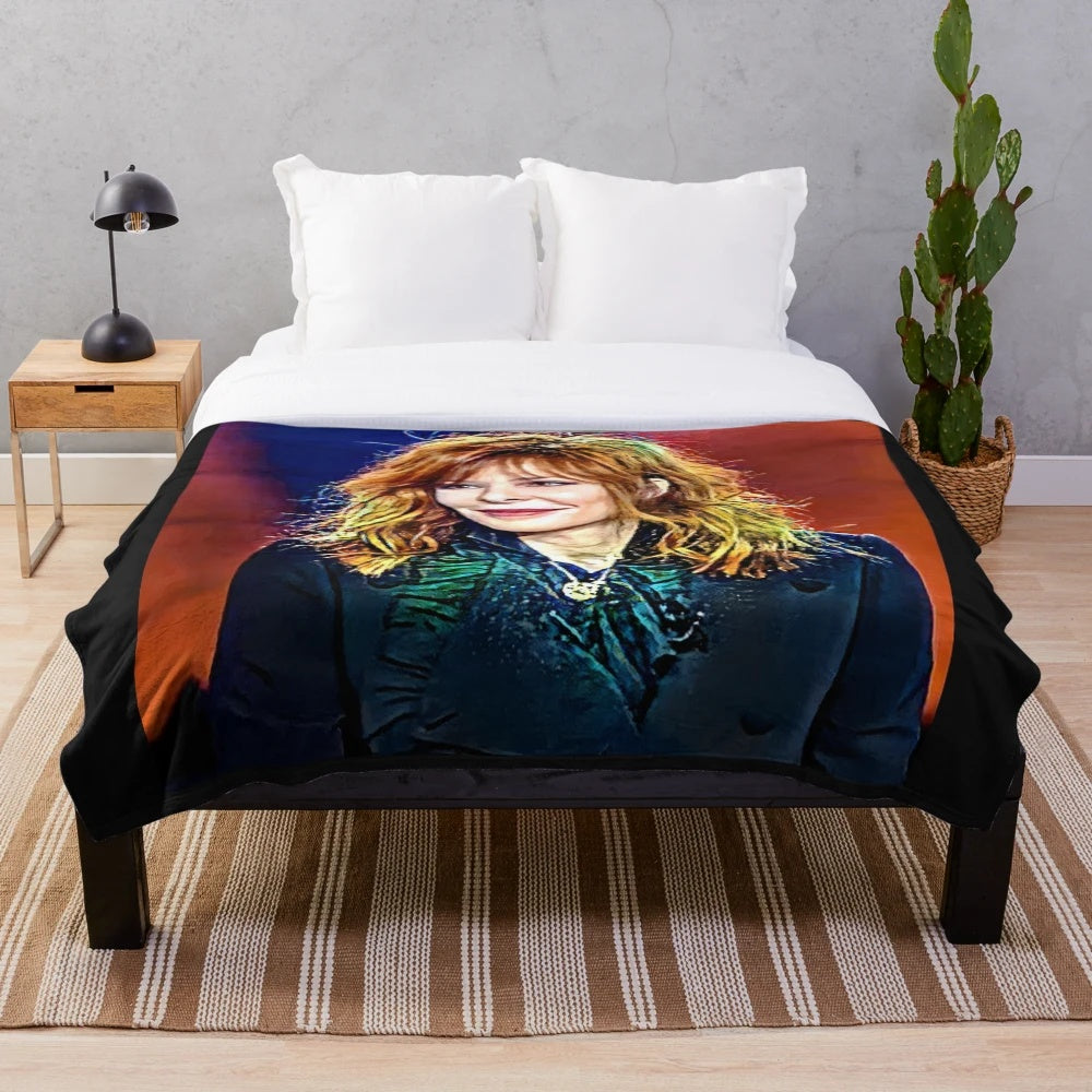 Plush blanket featuring Mylène Farmer, renowned French singer and artist
