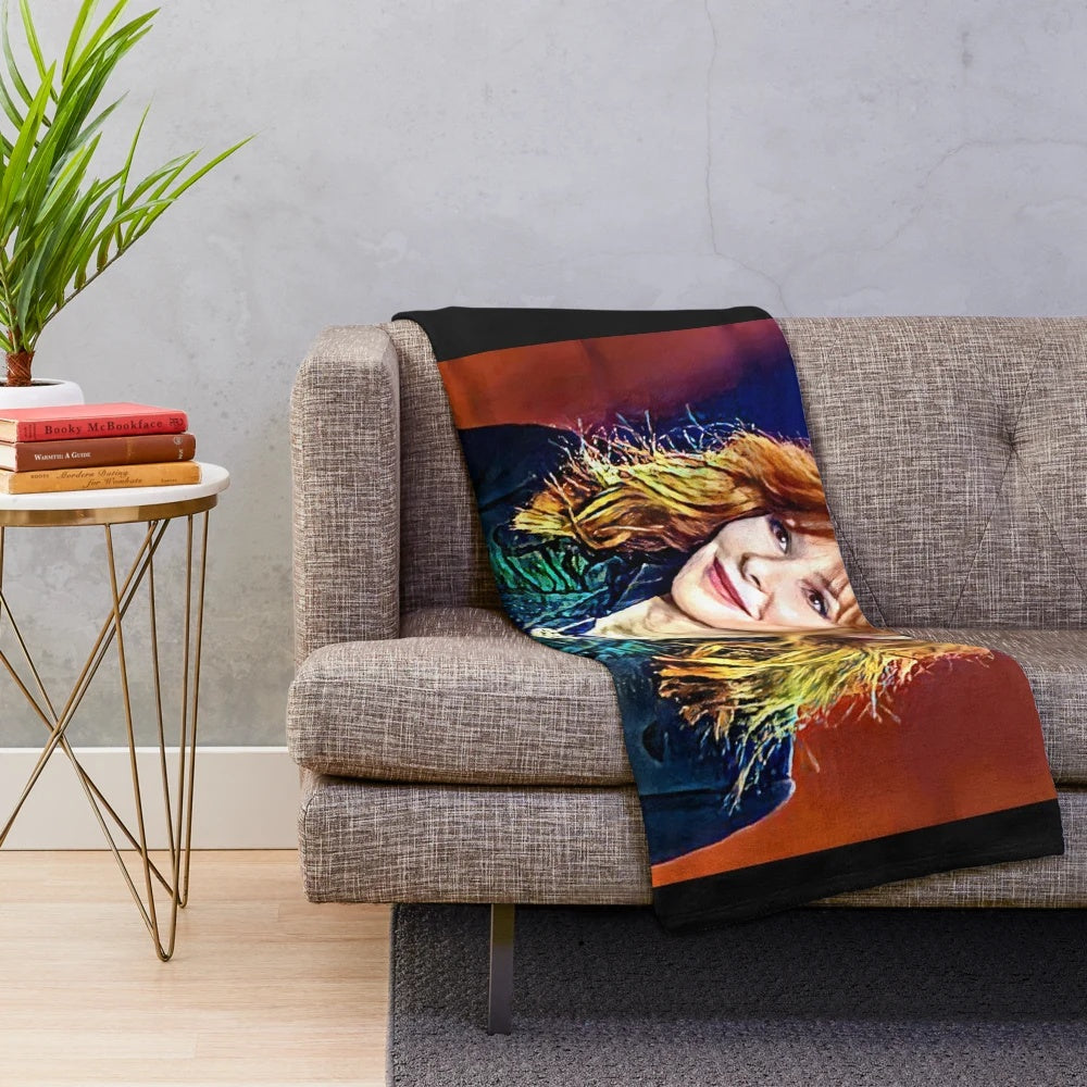 Plush blanket featuring Mylène Farmer, renowned French singer and artist