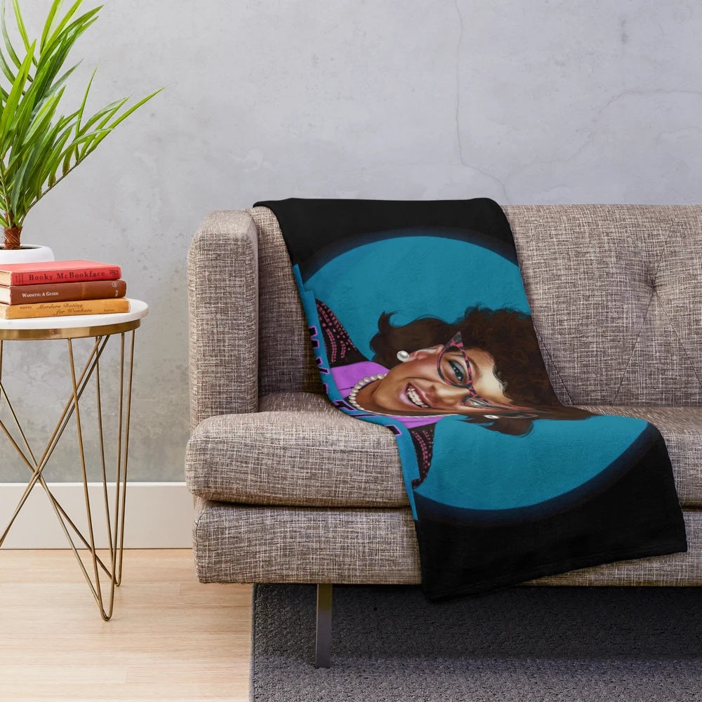 Myrtle Urkel plush blanket featuring the iconic character from the 90s sitcom Family Matters