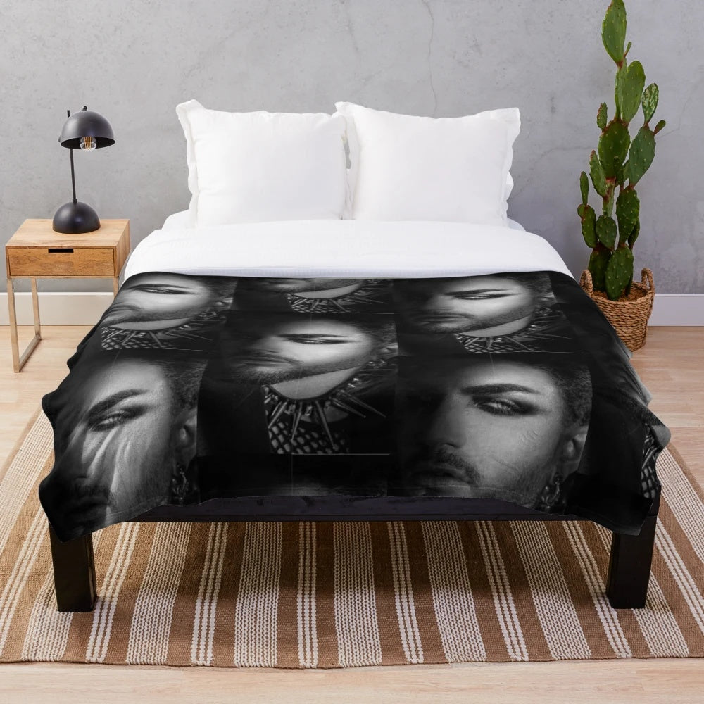 Adam Lambert inspired plush blanket with a mysterious design