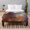 Bigfoot plush blanket with a mysterious and creepy design