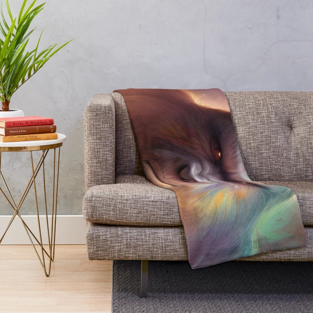 Bigfoot plush blanket with a mysterious and creepy design