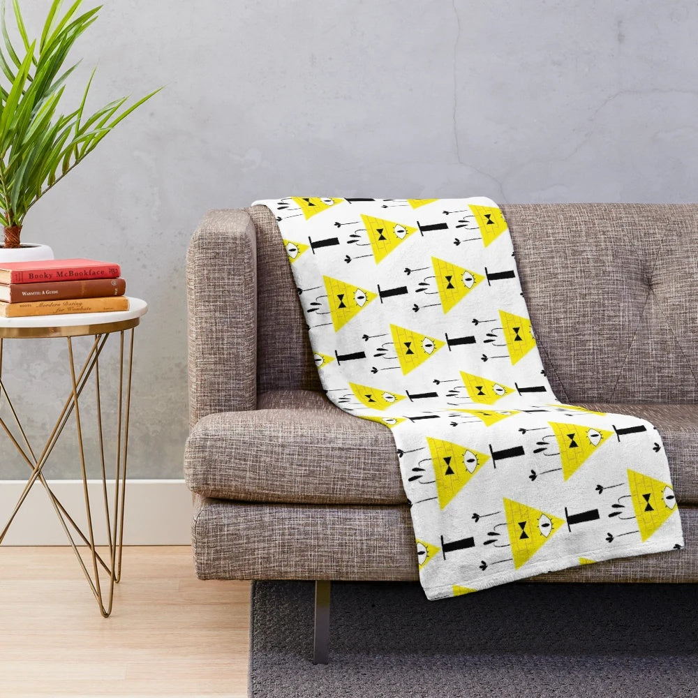 Bill Cipher-inspired plush blanket featuring the iconic eye and triangle design