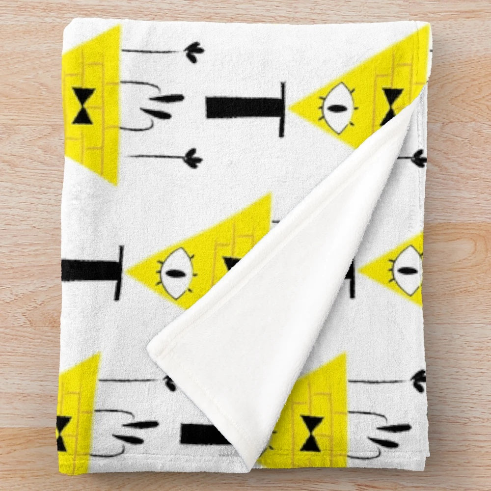 Bill Cipher-inspired plush blanket featuring the iconic eye and triangle design
