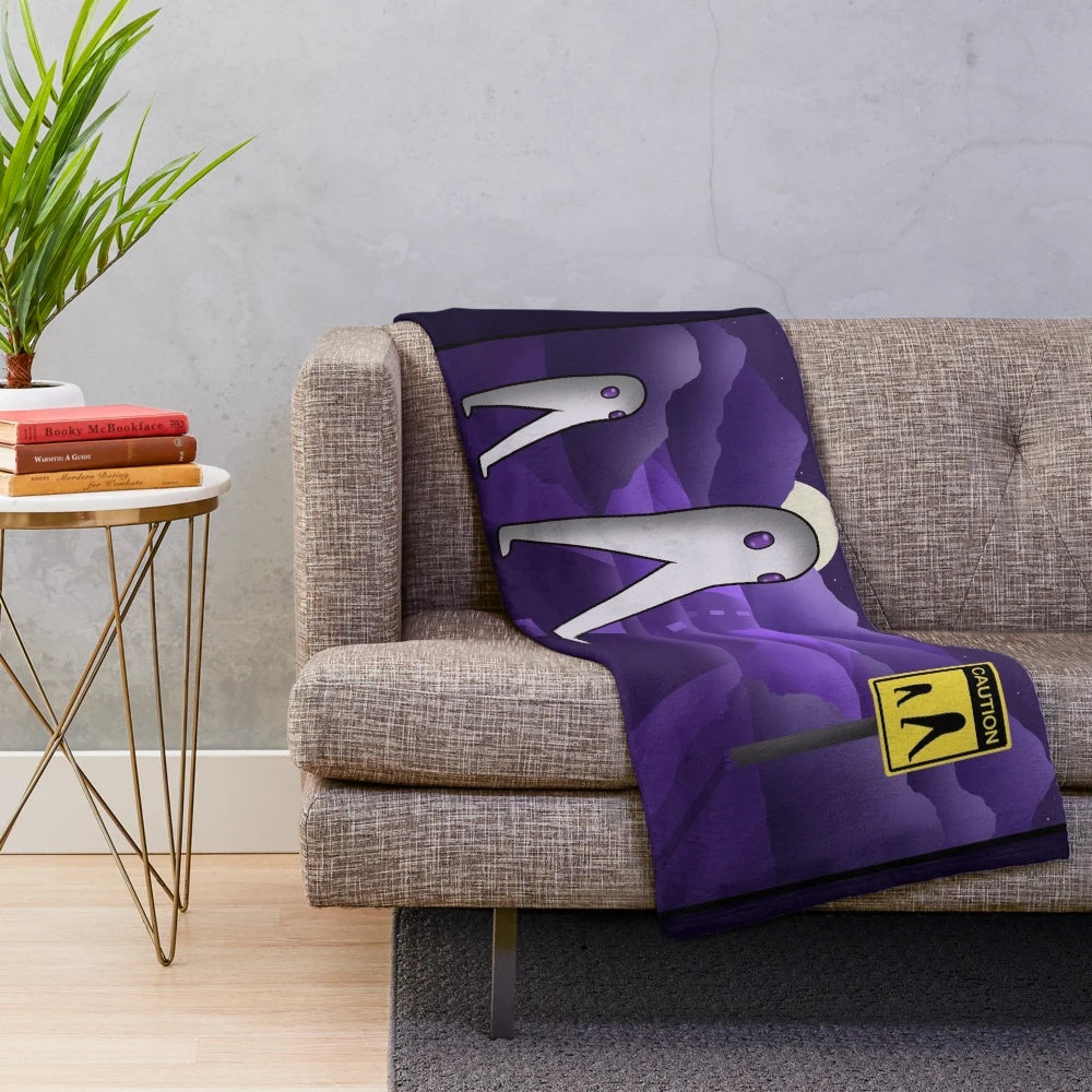 A soft and cozy plush blanket featuring the Fresno Nightcrawler, a mysterious cryptid from California.
