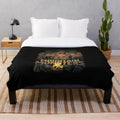 Plush blanket featuring various cryptid and supernatural creature designs including bigfoot, werewolf, and lizard man
