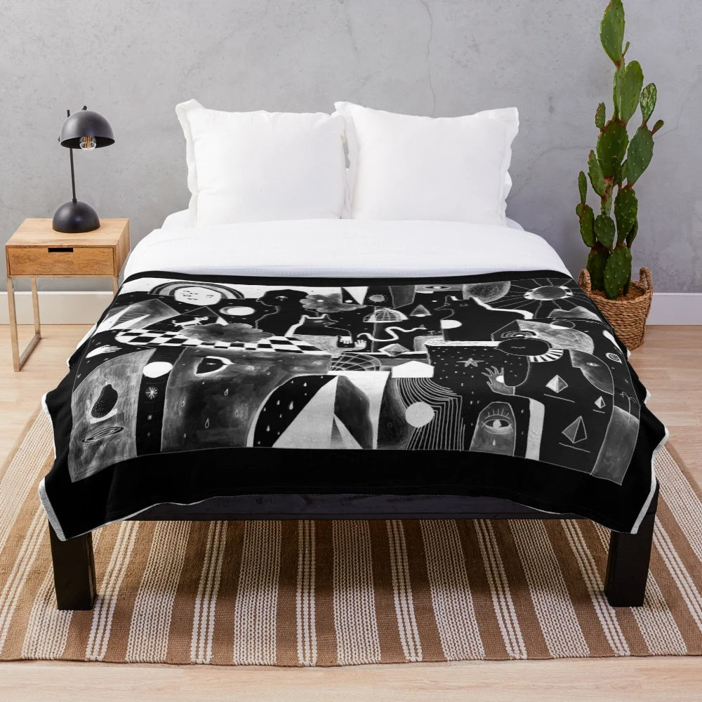 Don't Touch Me" plush blanket with dark, moody aesthetic