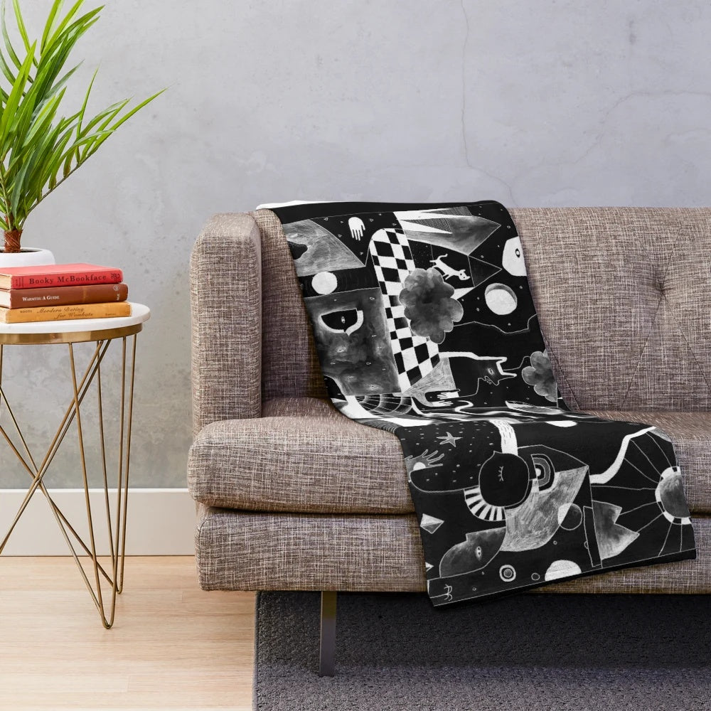 Don't Touch Me" plush blanket with dark, moody aesthetic