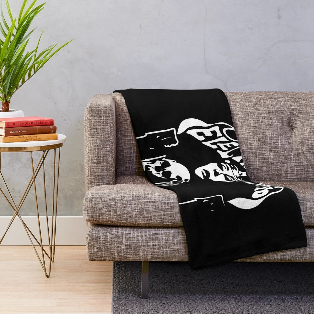 Electric Wizard inspired plush blanket with occult and metal graphics