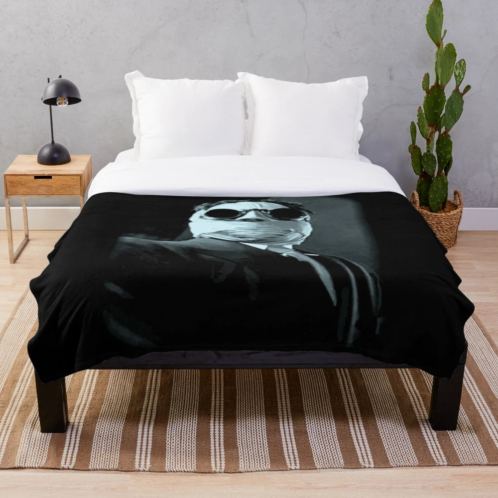 Cozy plush blanket featuring the iconic Invisible Man from classic horror movies