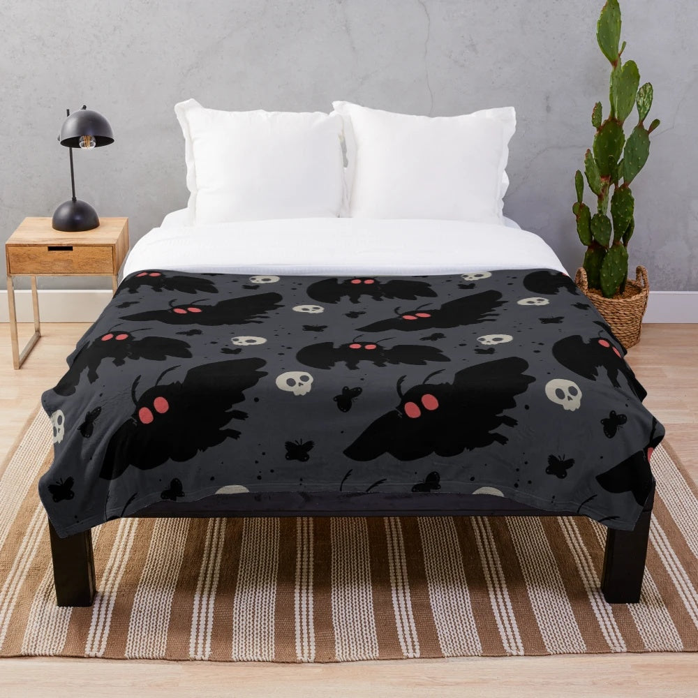 Mothman plush blanket in night grey color