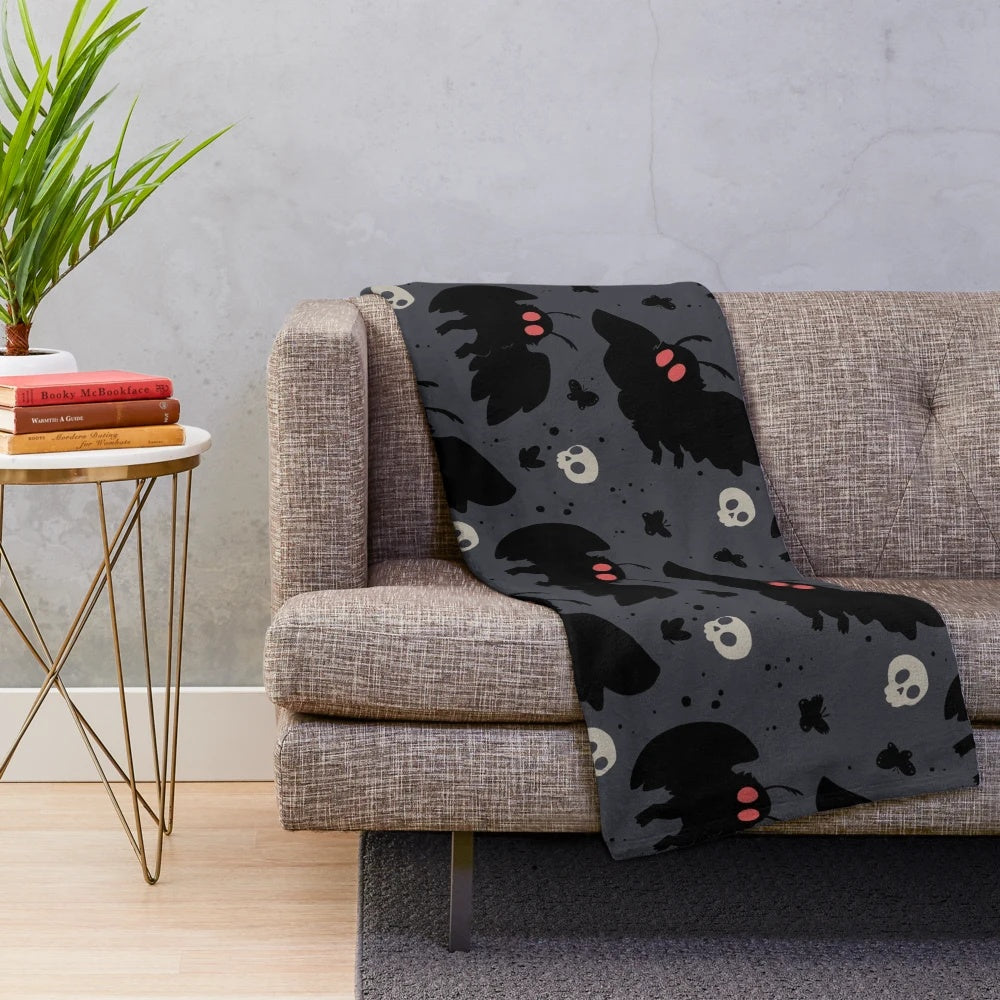 Mothman plush blanket in night grey color