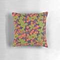 Pillow featuring a mysterious night garden scene with a full moon, cherry tomatoes, and basil.