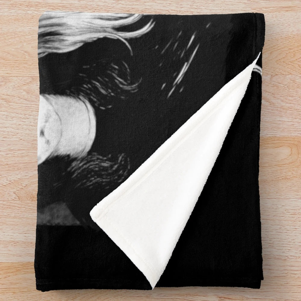 Plush black metal-inspired blanket with dark artwork