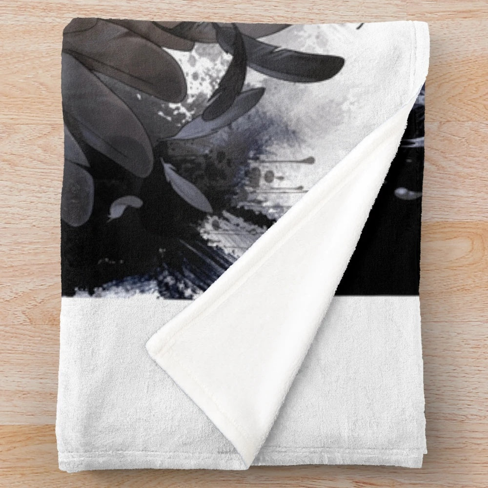 Plush blanket featuring a dark, mysterious shadow design