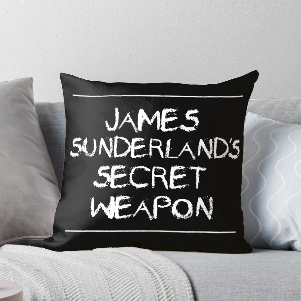 A cozy pillow design featuring elements from the Silent Hill video game series.
