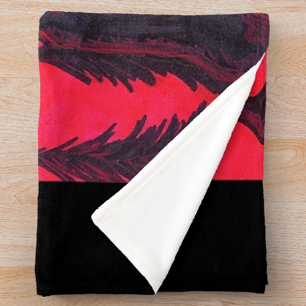 Siren Head inspired plush blanket with dark forest and creature design