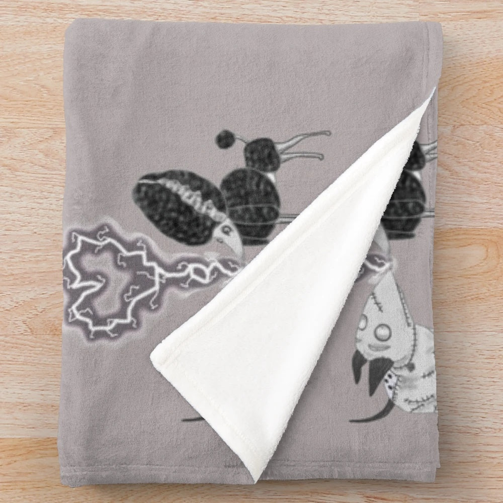 Strange Love Plush Blanket featuring a gothic, undead poodle design