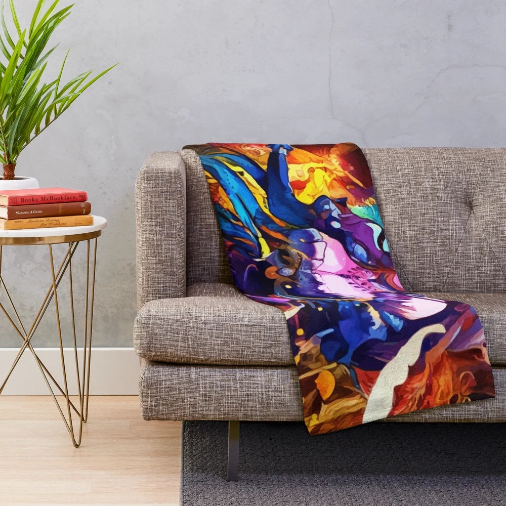 Anime-inspired plush blanket featuring a mysterious succubus character