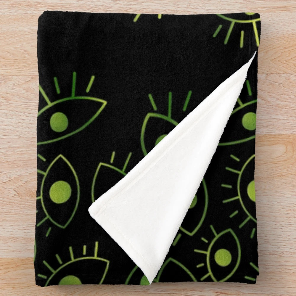Plush blanket with a mysterious void and eyes design, inspired by cosmic horror
