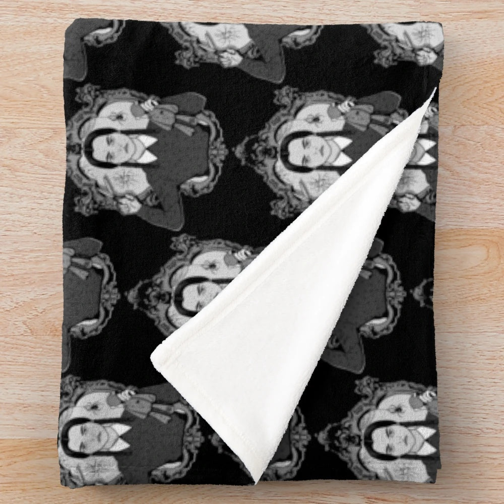 Wednesday Addams inspired plush blanket with gothic and creepy design