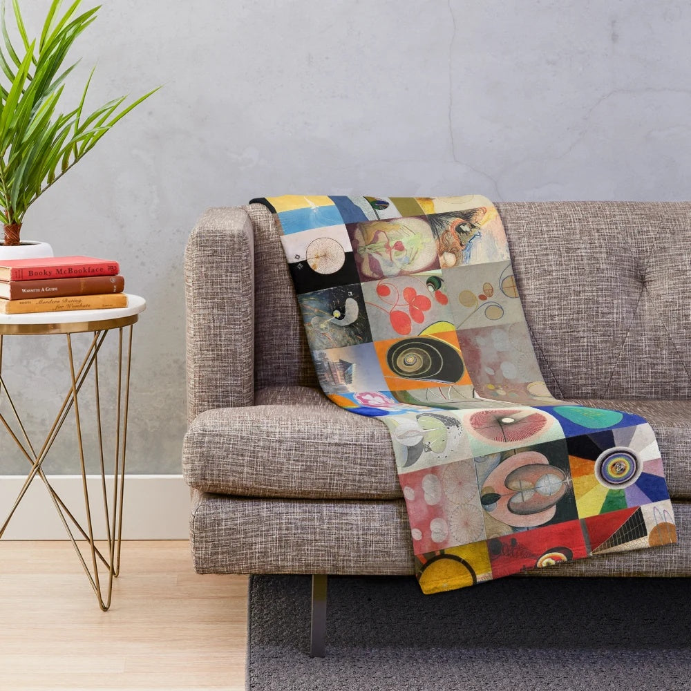 Hilma af Klint inspired plush blanket with abstract design