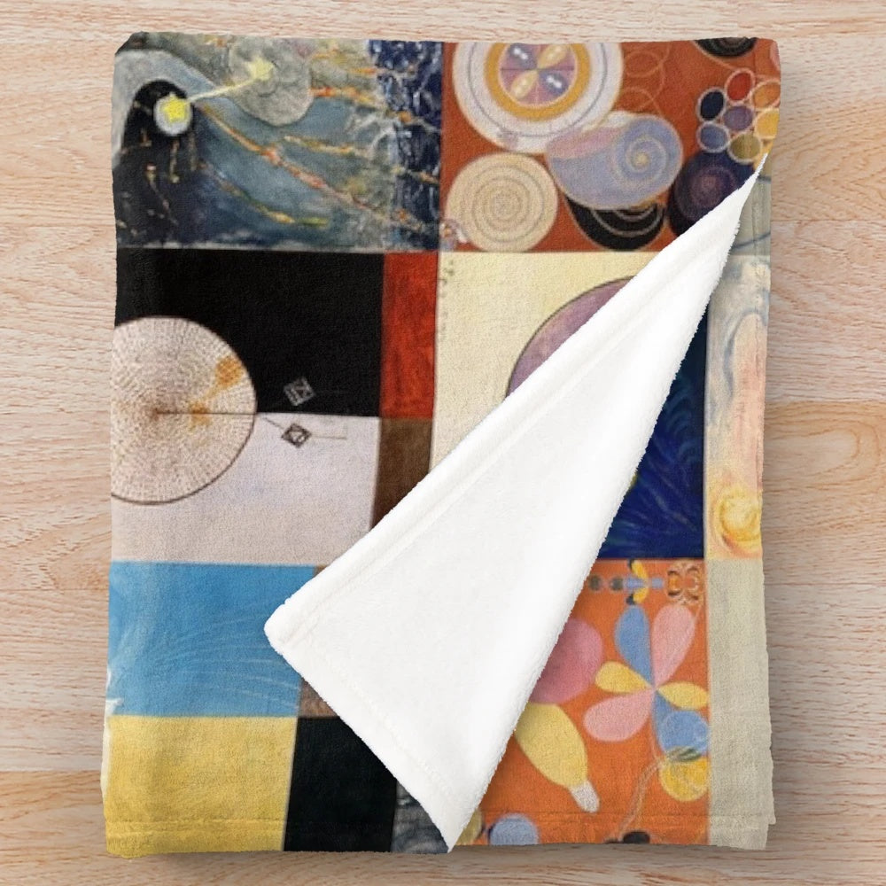 Hilma af Klint inspired plush blanket with abstract design