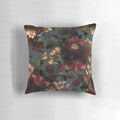 Mystic botanical night garden moody floral throw pillow with a vintage, retro, and exotic botanical pattern