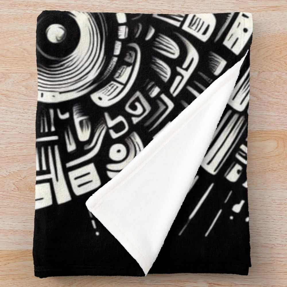 Mayan gods plush blanket featuring ancient mesoamerican deities