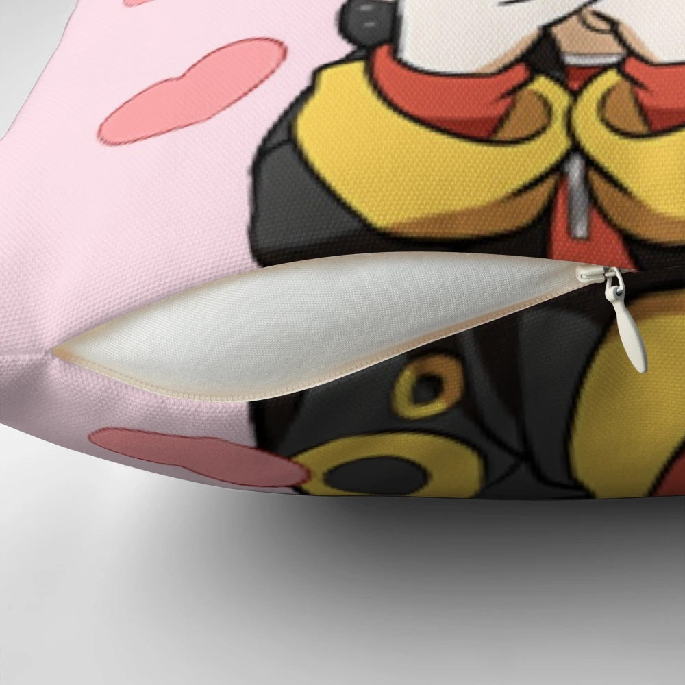 Decorative Mystic Messenger 707 emoticon pillow featuring anime-style illustration