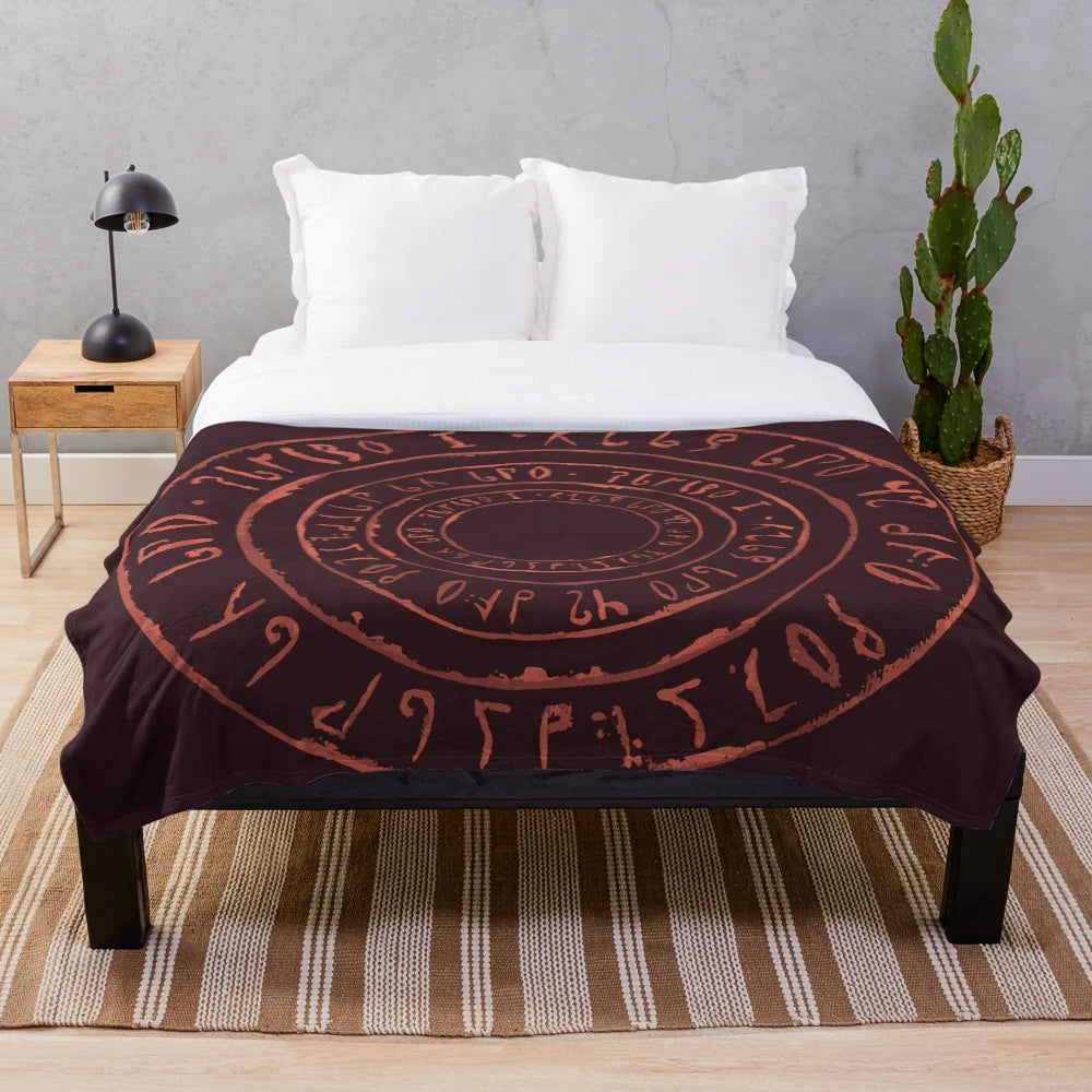 Noita inspired plush blanket with rune circles design
