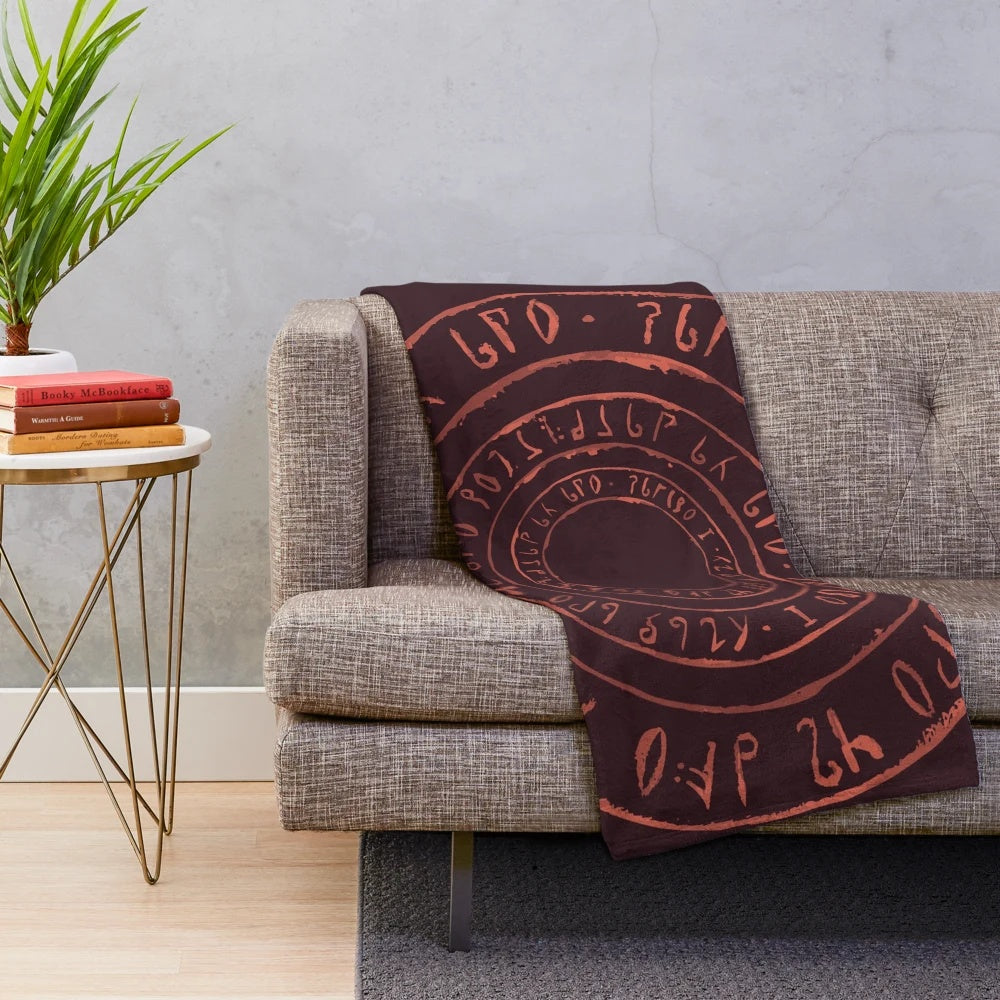 Noita inspired plush blanket with rune circles design