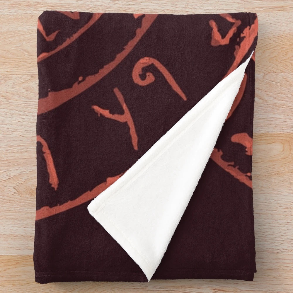 Noita inspired plush blanket with rune circles design