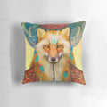 Mystical tribal fox design pillow with totem and shaman elements