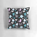 Mystical black cat with occult symbols on a decorative pillow