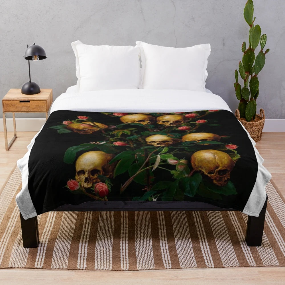 Surreal digital art plush blanket featuring a bouquet of flowers