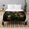 Surreal digital art plush blanket featuring a bouquet of flowers