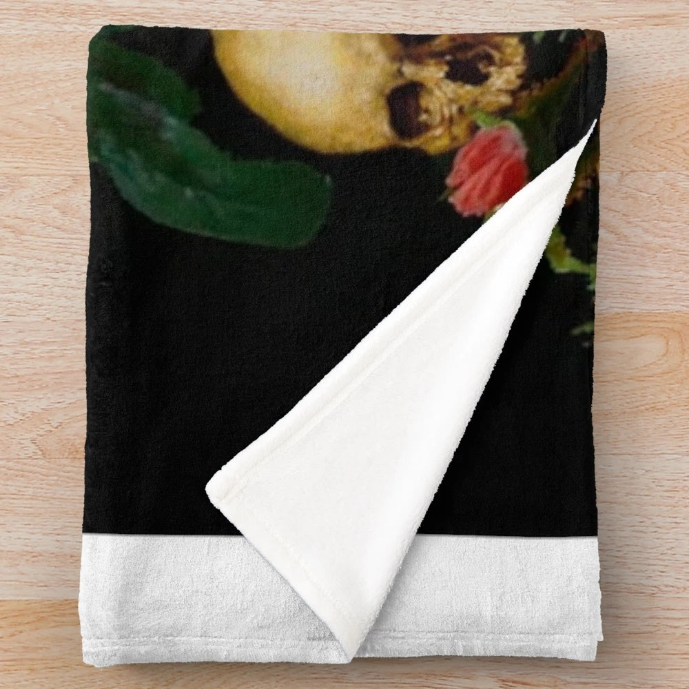 Surreal digital art plush blanket featuring a bouquet of flowers