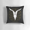 Capricorn zodiac pillow featuring a goat skull design for a spooky, macabre look