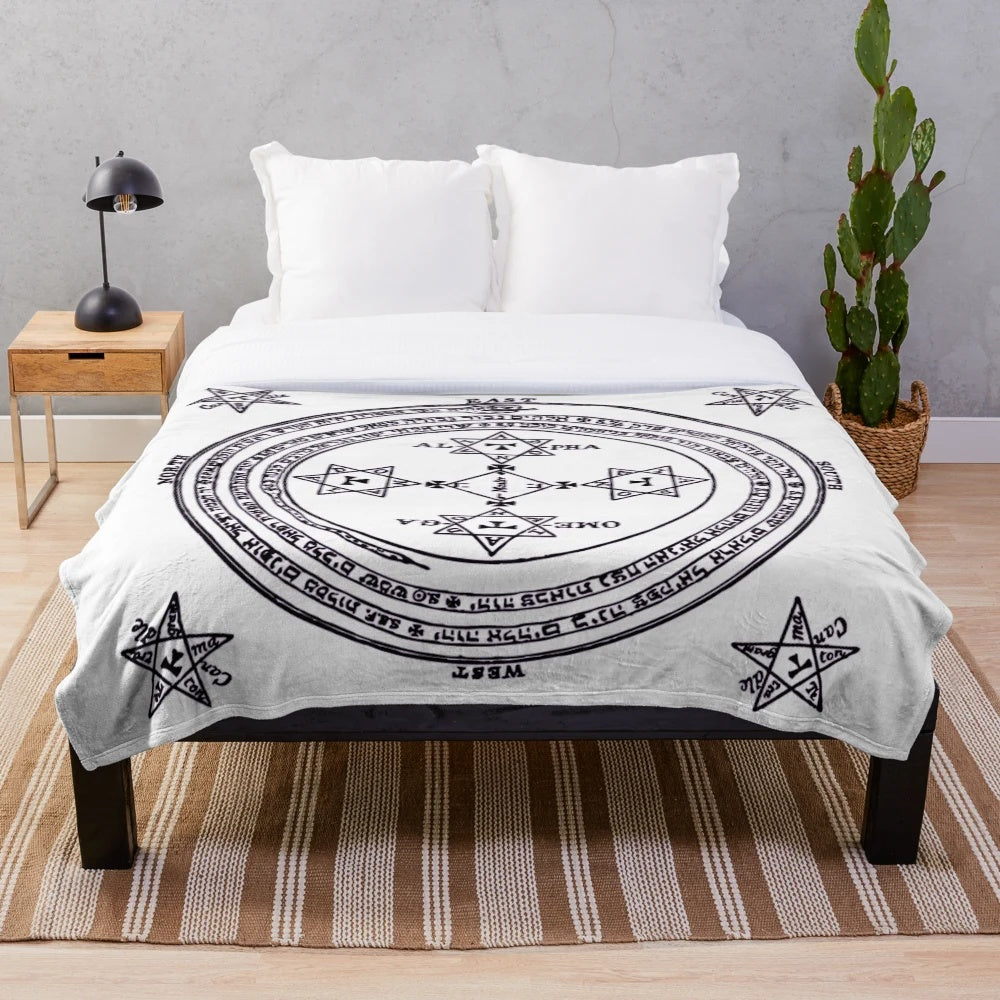 Plush blanket featuring the Seal of Solomon, a mystical occult symbol