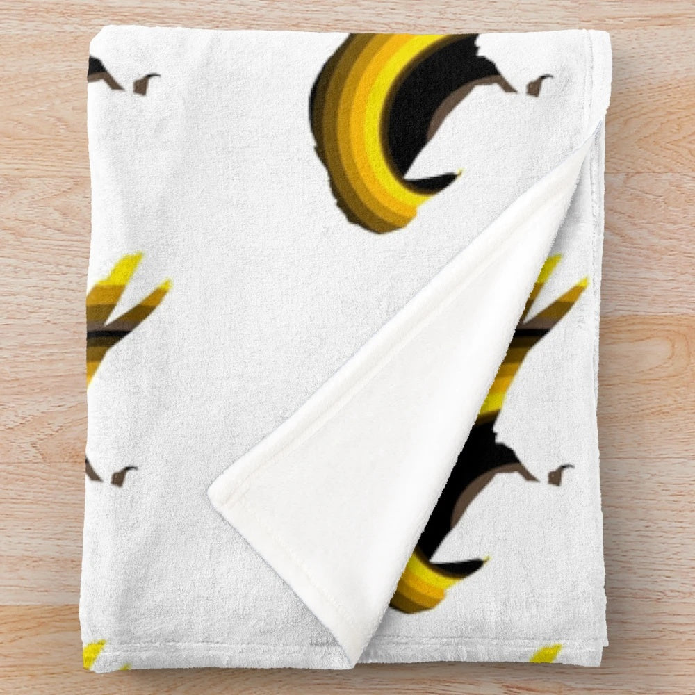 Mystical crow plush blanket featuring a minimalist, abstract design