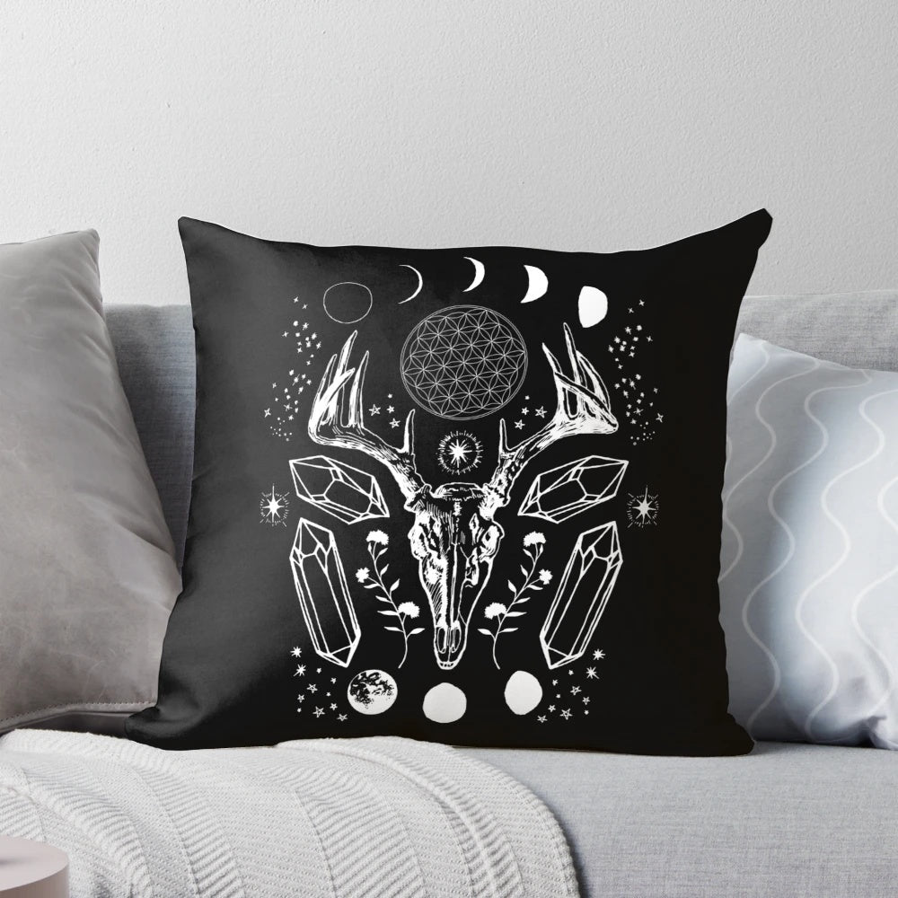 Decorative crystal moon pillow with vintage-inspired design
