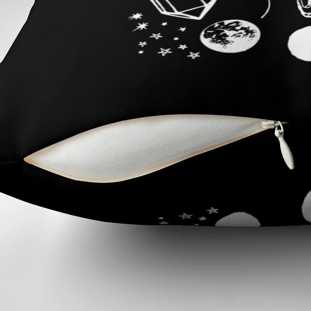 Decorative crystal moon pillow with vintage-inspired design